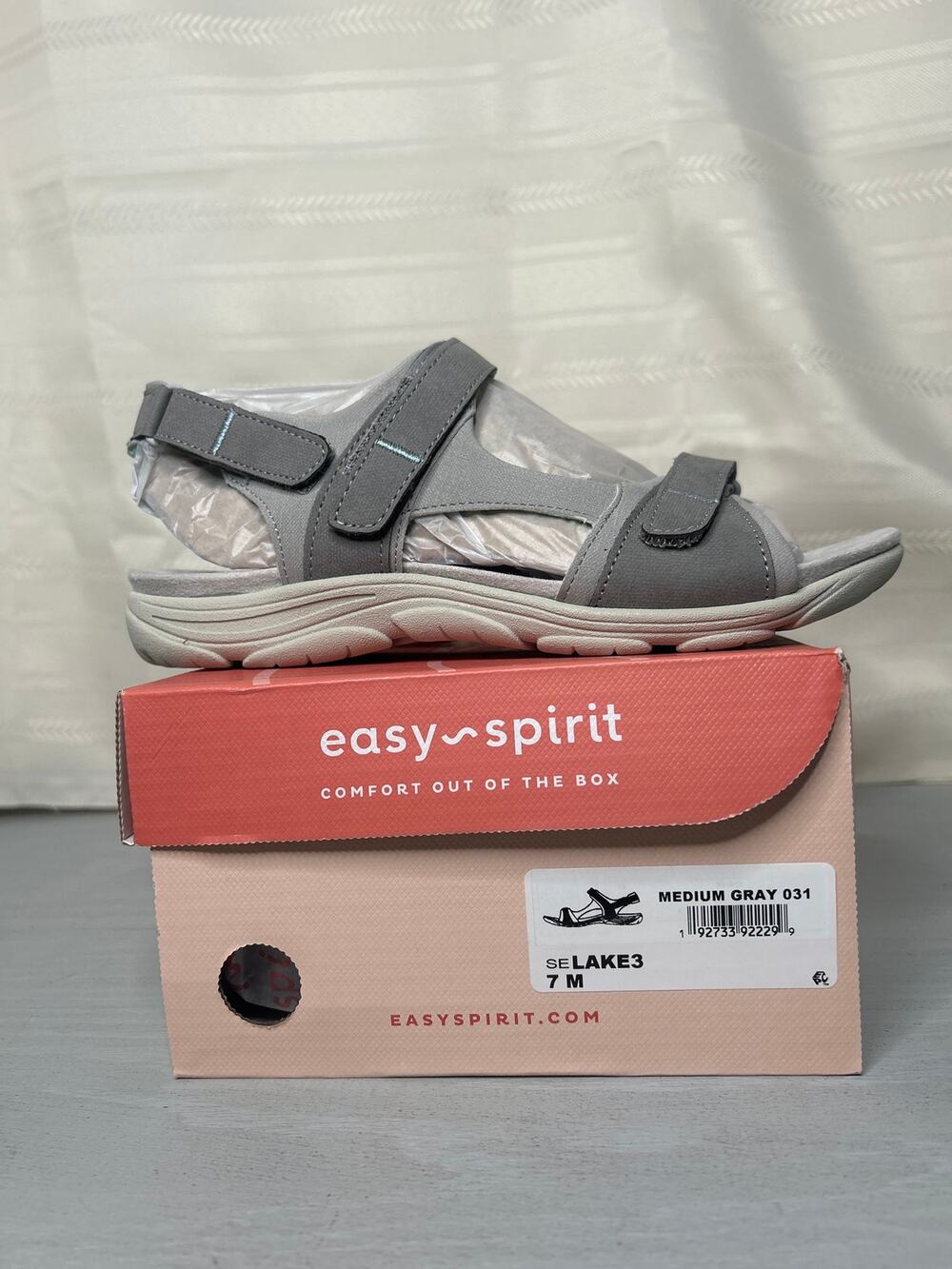 Easy Spirit Lake Sport Sandals Gray Womens Size 7M Adjustable Straps